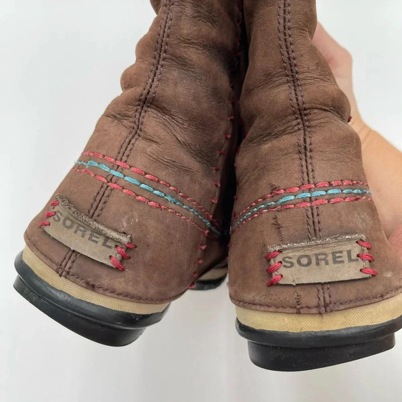 Sorel Cate the Great Tall Women’s Sz 7 Faux Fur Tusk Brown Leather Winter Boots - Picture 14 of 14